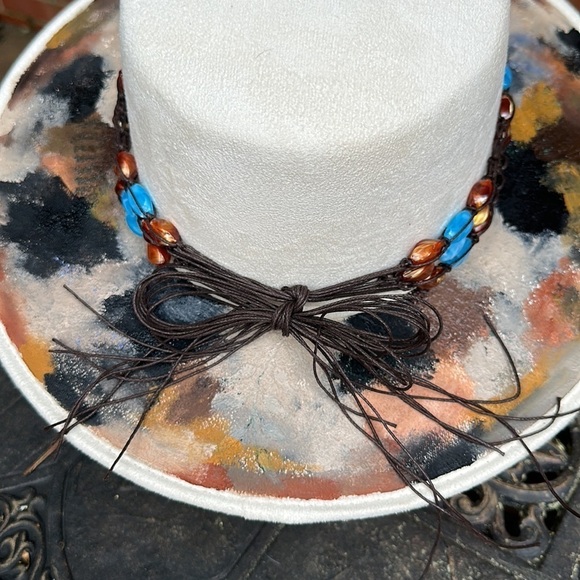 Hand painted hat with hat band
